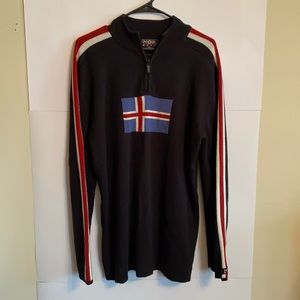 NorWear 100% Wool Flag Sweater 1/4 Zip Sz XXL
